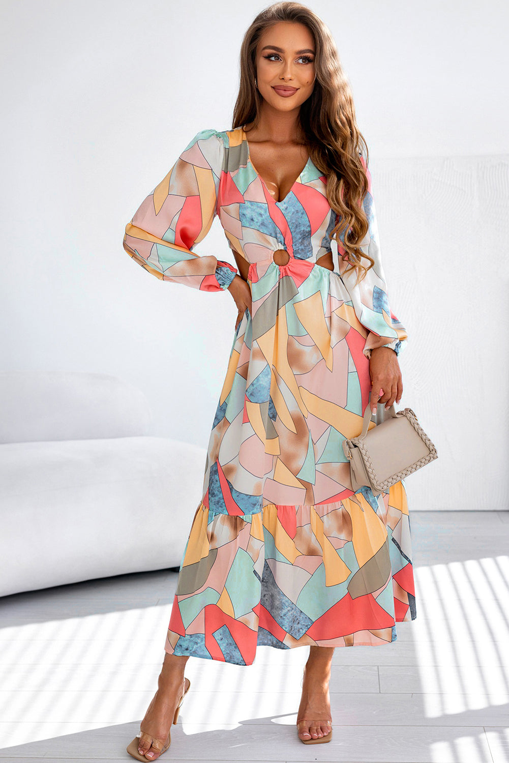 Multicolor Abstract Maxi Dress